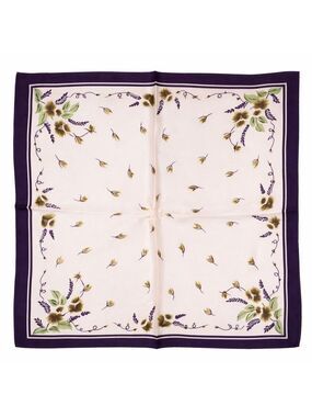 Blush Pink & Eggplant Purple Floral Satin Scarf 20x20 Hair Tie Neck Wrap